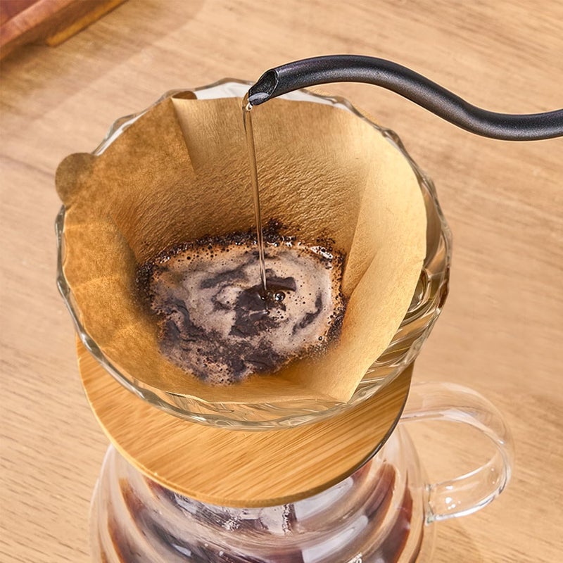 Gute Glass Coffee Dripper/Filter - Cone Glass Pour Over Coffee Dripper with Bamboo Stand, 1-4 Cups Drip Coffee Maker Funnel Accessories for Home, Office - Image 3